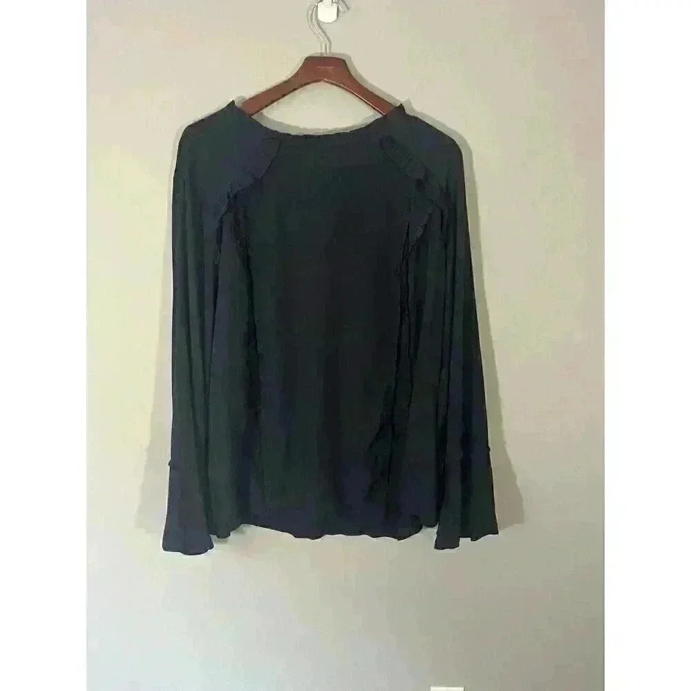 Ava & Viv Black Women's Ruffle Shirt Size 4X Bell Sleeves